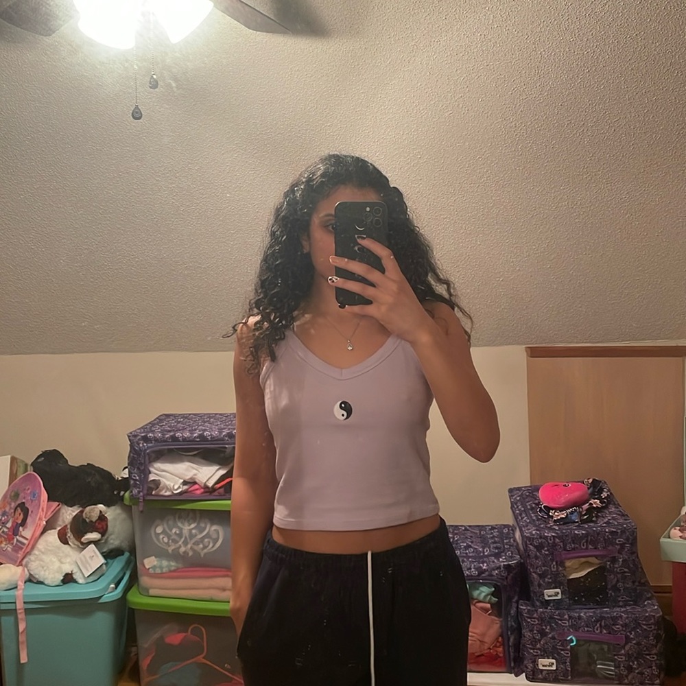 SO Purple Cropped Yin Yang Tank Top